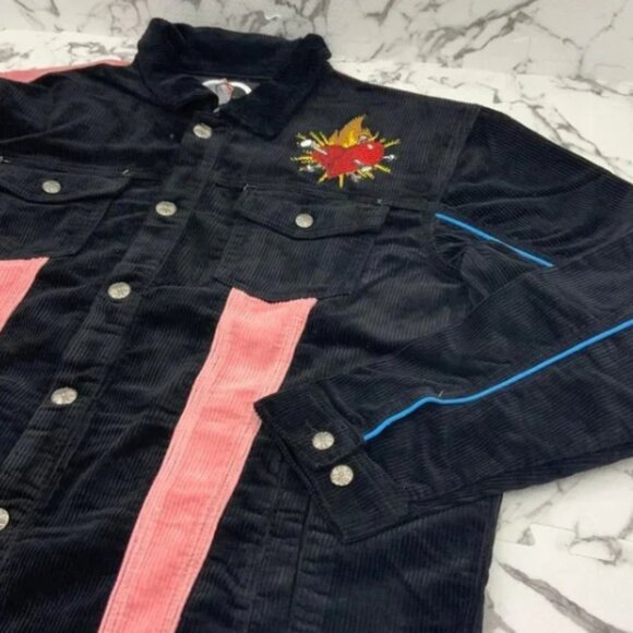 Men’s Frost Dear Sins Black | Pink Corduroy Jacket NWT - Picture 5 of 7